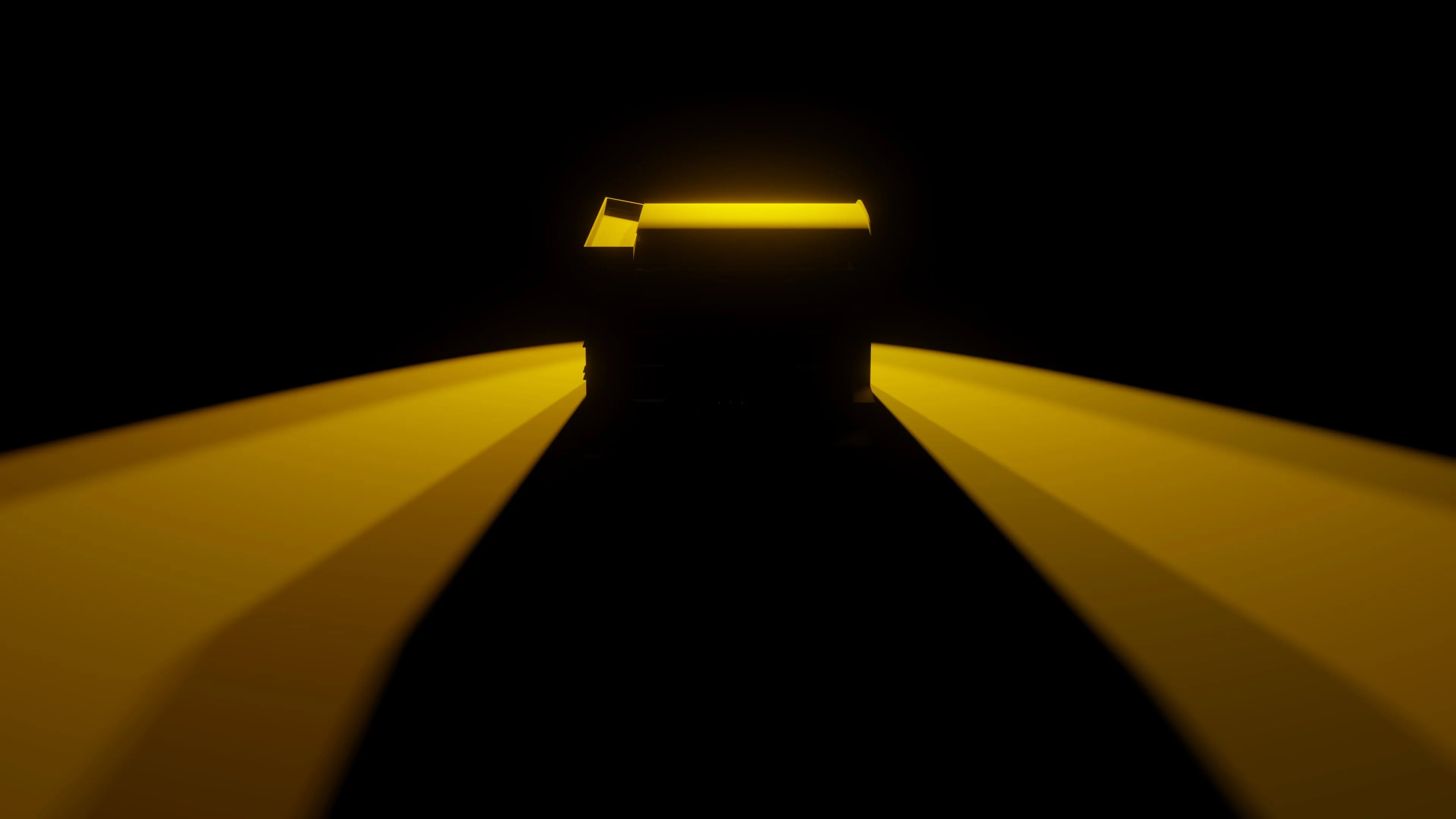 Silhouette of the Jubilee Center revealed by bands of yellow light