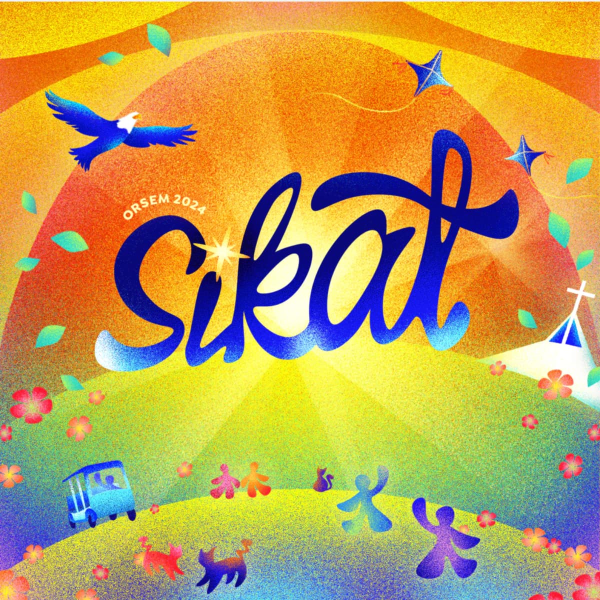 Sikat theme proposal with a rising sun over the Ateneo campus